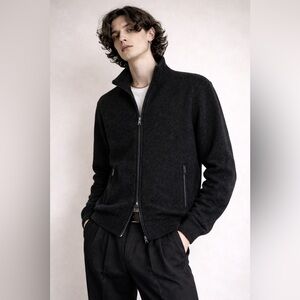 Banana Republic Merino Wool Zip Jacket w/ Elbow Patches